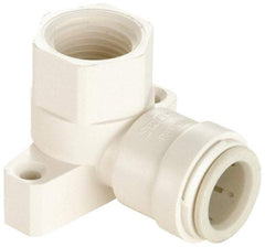 Watts - 3/4" Outside Diam, 3/4 NPT, Brass Push-to-Connect Tube Female Drop Ear Elbow - Tube to Female NPT Connection, EPDM O-Ring - Americas Industrial Supply