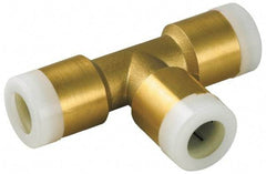 Watts - 1 x 3/4 x 3/4" Outside Diam, Brass Push-to-Connect Tube Union Tee - Tube to Tube Connection, EPDM O-Ring - Americas Industrial Supply