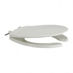 Made in USA - Polypropylene, Regular, Open Front with Cover and with Self Sustaining Feature, Toilet Seat - Residential, Commercial Installation, White - Americas Industrial Supply