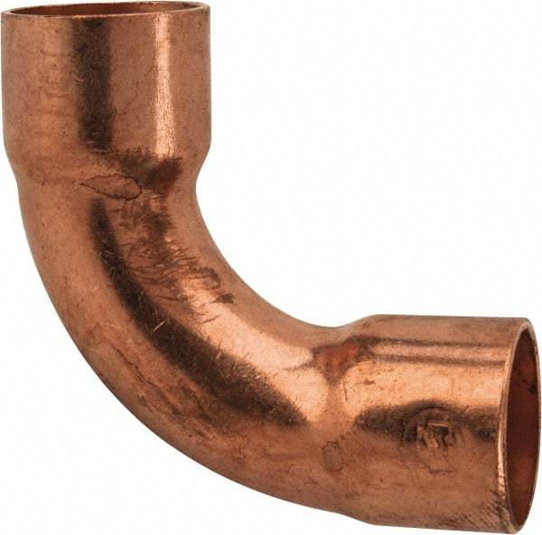 Mueller Industries - 1/2" Wrot Copper Pipe 90° Long Radius Elbow - C x C, Solder Joint - Americas Industrial Supply