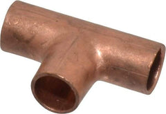 Mueller Industries - 1/8" Wrot Copper Pipe Tee - C x C x C, Solder Joint - Americas Industrial Supply