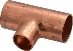 Mueller Industries - 3/4 x 3/4 x 1/2" Wrot Copper Pipe Tee - C x C x C, Solder Joint - Americas Industrial Supply