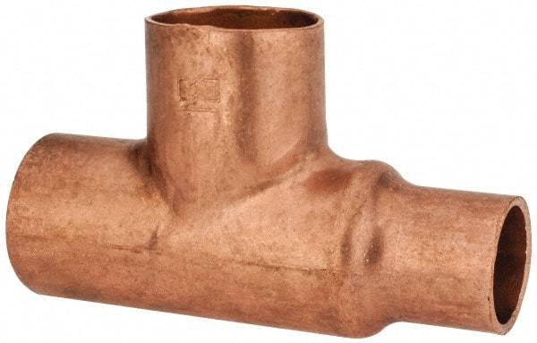 Mueller Industries - 3/4 x 1/2 x 3/4" Wrot Copper Pipe Tee - C x C x C, Solder Joint - Americas Industrial Supply