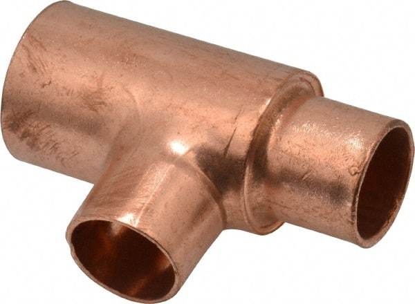 Mueller Industries - 3/4 x 1/2 x 1/2" Wrot Copper Pipe Tee - C x C x C, Solder Joint - Americas Industrial Supply