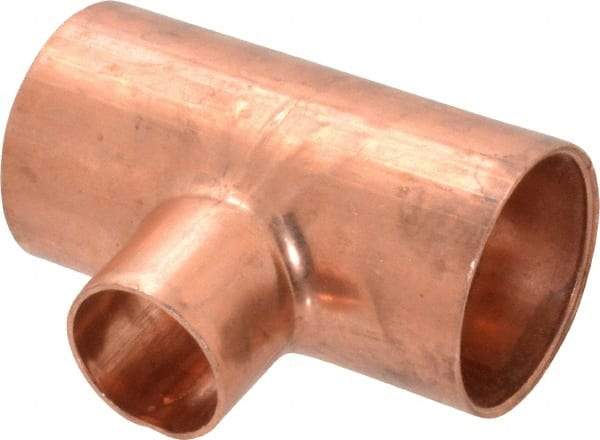 Mueller Industries - 1-1/4 x 1-1/4 x 3/4" Wrot Copper Pipe Tee - C x C x C, Solder Joint - Americas Industrial Supply