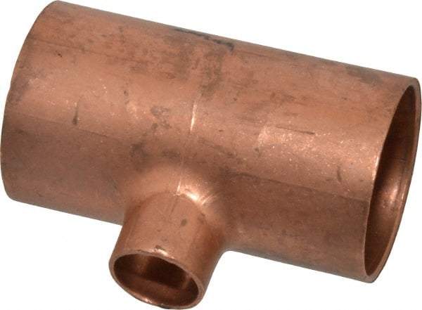 Mueller Industries - 1-1/4 x 1-1/4 x 1/2" Wrot Copper Pipe Tee - C x C x C, Solder Joint - Americas Industrial Supply