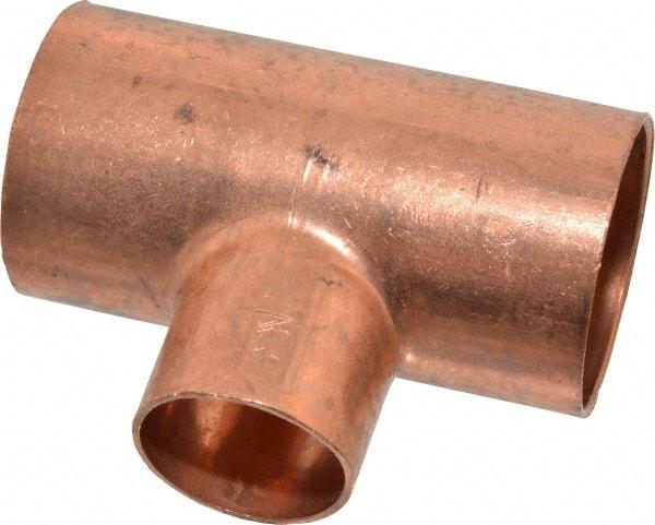 Mueller Industries - 1-1/2 x 1-1/2 x 1" Wrot Copper Pipe Tee - C x C x C, Solder Joint - Americas Industrial Supply