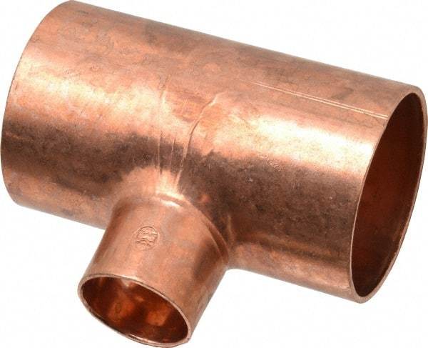 Mueller Industries - 2 x 2 x 1" Wrot Copper Pipe Tee - C x C x C, Solder Joint - Americas Industrial Supply