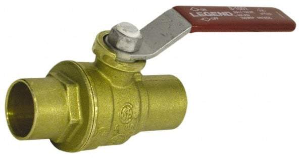 Legend Valve - 4" Pipe, Full Port, Brass Standard Ball Valve - Inline - One Way Flow, Soldered x Soldered Ends, Lever Handle, 400 WOG, 150 WSP - Americas Industrial Supply