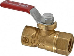 Legend Valve - 1/4" Pipe, Full Port, Brass Standard Ball Valve - Inline - One Way Flow, FNPT x FNPT Ends, Lever Handle, 600 WOG, 150 WSP - Americas Industrial Supply