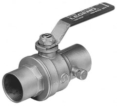 Legend Valve - 1/2" Pipe, Full Port, Brass Standard Ball Valve - Inline - One Way Flow, Soldered x Soldered Ends, Lever Handle, 500 WOG - Americas Industrial Supply