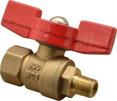 Midwest Control - 1/8" Pipe, Brass Miniature Ball Valve - Inline - One Way Flow, MNPT x FNPT Ends, Tee Handle, 600 WOG, 150 WSP - Americas Industrial Supply
