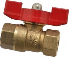 Midwest Control - 1/8" Pipe, Brass Miniature Ball Valve - Inline - One Way Flow, FNPT x FNPT Ends, Tee Handle, 600 WOG, 150 WSP - Americas Industrial Supply