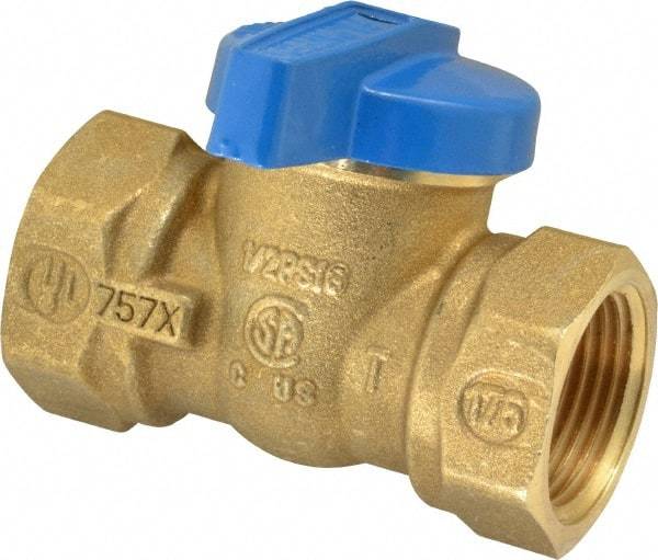 Legend Valve - 3/4" Pipe, Brass, Straight without Side Tap, Gas Ball Valve - 175 psi WOG Rating, Wedge Handle, FNPT x FNPT End Connections, 1 Piece - Americas Industrial Supply