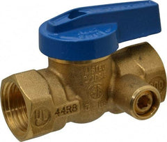 Legend Valve - 1/2" Pipe, Brass, Straight with Side Tap, Gas Ball Valve - 175 psi WOG Rating, Wedge Handle, FNPT x FNPT End Connections, 1 Piece - Americas Industrial Supply