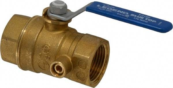 Legend Valve - 1" Pipe, Brass, Straight with Side Tap, Gas Ball Valve - 175 psi WOG Rating, Wedge Handle, FNPT x FNPT End Connections, 1 Piece - Americas Industrial Supply