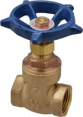Legend Valve - 1/2" Pipe, Threaded Bronze Solid Wedge Stem Gate Valve - 200 WOG, 125 WSP, Screw-In Bonnet - Americas Industrial Supply