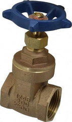 Legend Valve - 1" Pipe, Threaded Bronze Solid Wedge Stem Gate Valve - 200 WOG, 125 WSP, Screw-In Bonnet - Americas Industrial Supply