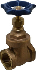 Legend Valve - 1" Pipe, Threaded Bronze Solid Wedge Stem Gate Valve - 200 WOG, 125 WSP, Screw Over Bonnet - Americas Industrial Supply