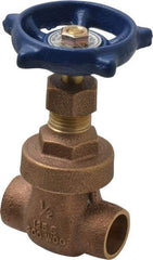 Legend Valve - 1/2" Pipe, Soldered Bronze Solid Wedge Stem Gate Valve - 200 WOG, 125 WSP, Screw Over Bonnet - Americas Industrial Supply