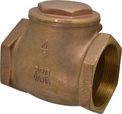 Legend Valve - 4" Brass Check Valve - Inline, FNPT x FNPT, 200 WOG - Americas Industrial Supply