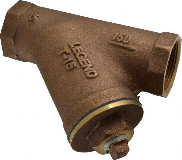 Legend Valve - 1-1/2" Pipe, FNPT Ends, Bronze Y-Strainer - 300 psi WOG Rating, 150 psi WSP Rating - Americas Industrial Supply