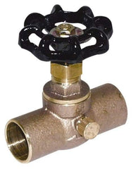 Legend Valve - 3/4" Pipe, 125 psi WOG Rating, Brass Stop & Waste Valve - Handwheel Handle, Soldered x Soldered End Connections - Americas Industrial Supply