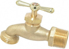 Legend Valve - 3/4" Pipe, 125 psi WOG Rating, Brass Hose Bibb, Stop Valve - Tee Handle, MNPT x GHT End Connections - Americas Industrial Supply