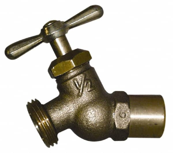 Legend Valve - 1/2" Pipe, 125 psi WOG Rating, Lead Free Brass Hose Bibb, Stop Valve - Tee Handle, MSWT x GHT End Connections - Americas Industrial Supply