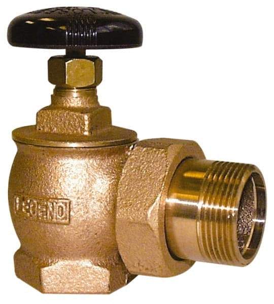 Legend Valve - 2" Pipe, 60 psi WOG Rating, FNPT x Male Union End Connections, Handwheel Steam Angle Radiator Valve - 15 psi Steam Pressure Rating, Bronze - Americas Industrial Supply