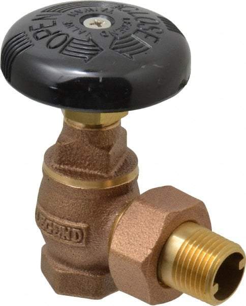 Legend Valve - 1/2" Pipe, 60 psi WOG Rating, FNPT x Male Union End Connections, Handwheel Steam Angle Radiator Valve - 15 psi Steam Pressure Rating, Bronze - Americas Industrial Supply