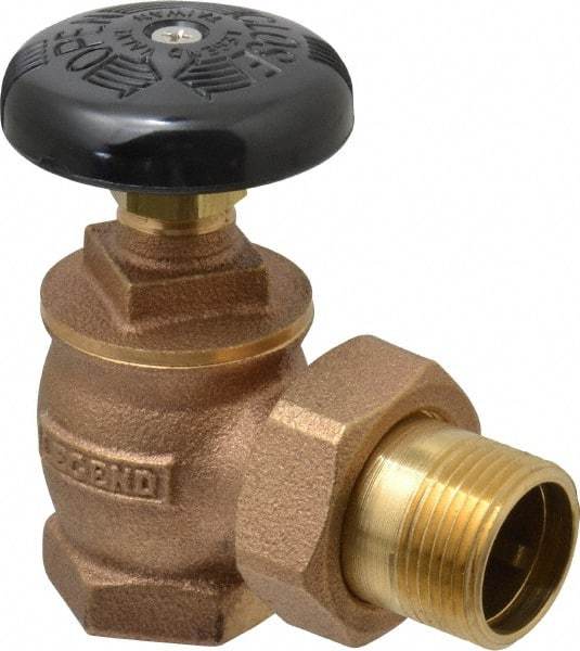 Legend Valve - 1" Pipe, 60 psi WOG Rating, FNPT x Male Union End Connections, Handwheel Steam Angle Radiator Valve - 15 psi Steam Pressure Rating, Bronze - Americas Industrial Supply