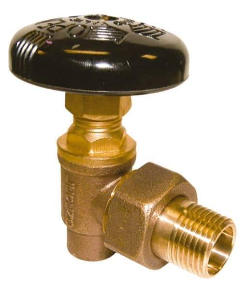 Legend Valve - 3/4" Pipe, 60 psi WOG Rating, Soldered x Male Union End Connections, Handwheel Hot Water Angle Radiator Valve - 125 psi Steam Pressure Rating, Bronze - Americas Industrial Supply