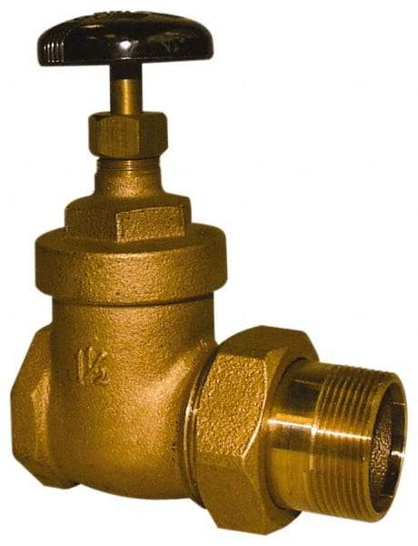 Legend Valve - 1-1/2" Pipe, 200 psi WOG Rating, FNPT x Male Union End Connections, Handwheel Steam Gate Radiator Valve - 125 psi Steam Pressure Rating, Bronze - Americas Industrial Supply