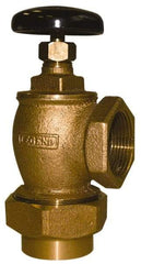 Legend Valve - 1" Pipe, 60 psi WOG Rating, Female Union x FNPT End Connections, Handwheel Convector Steam Angle Radiator Valve - 15 psi Steam Pressure Rating, Bronze - Americas Industrial Supply