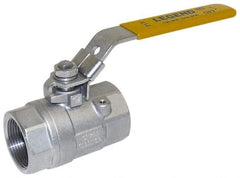 Legend Valve - 1-1/4" Pipe, Large Port, Stainless Steel Standard Ball Valve - 2 Piece, Inline - One Way Flow, FNPT x FNPT Ends, Locking Lever Handle, 1,500 WOG, 150 WSP - Americas Industrial Supply