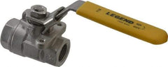 Legend Valve - 3/8" Pipe, Large Port, Stainless Steel Standard Ball Valve - 2 Piece, Inline - One Way Flow, FNPT x FNPT Ends, Locking Lever Handle, 2,000 WOG, 150 WSP - Americas Industrial Supply