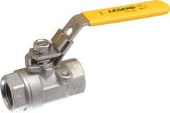 Legend Valve - 1/2" Pipe, Large Port, Stainless Steel Standard Ball Valve - 2 Piece, Inline - One Way Flow, FNPT x FNPT Ends, Locking Lever Handle, 2,000 WOG, 150 WSP - Americas Industrial Supply
