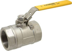 Legend Valve - 2" Pipe, Large Port, Stainless Steel Standard Ball Valve - 2 Piece, Inline - One Way Flow, FNPT x FNPT Ends, Locking Lever Handle, 1,500 WOG, 150 WSP - Americas Industrial Supply