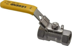 Legend Valve - 1/4" Pipe, Standard Port, Stainless Steel Standard Ball Valve - 1 Piece, Inline - One Way Flow, FNPT x FNPT Ends, Locking Lever Handle, 800 WOG, 150 WSP - Americas Industrial Supply