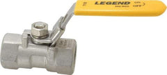 Legend Valve - 1/2" Pipe, Standard Port, Stainless Steel Standard Ball Valve - 1 Piece, Inline - One Way Flow, FNPT x FNPT Ends, Locking Lever Handle, 800 WOG, 150 WSP - Americas Industrial Supply