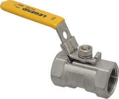 Legend Valve - 3/4" Pipe, Standard Port, Stainless Steel Standard Ball Valve - 1 Piece, Inline - One Way Flow, FNPT x FNPT Ends, Locking Lever Handle, 800 WOG, 150 WSP - Americas Industrial Supply