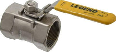 Legend Valve - 1-1/2" Pipe, Standard Port, Stainless Steel Standard Ball Valve - 1 Piece, Inline - One Way Flow, FNPT x FNPT Ends, Locking Lever Handle, 800 WOG, 150 WSP - Americas Industrial Supply