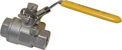 Legend Valve - 1/4" Pipe, Full Port, Stainless Steel Standard Ball Valve - 2 Piece, Inline - One Way Flow, FNPT x FNPT Ends, Locking Lever Handle, 1,000 WOG, 150 WSP - Americas Industrial Supply