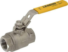 Legend Valve - 3/4" Pipe, Full Port, Stainless Steel Standard Ball Valve - 2 Piece, Inline - One Way Flow, FNPT x FNPT Ends, Locking Lever Handle, 1,000 WOG, 150 WSP - Americas Industrial Supply