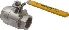 Legend Valve - 1-1/2" Pipe, Full Port, Stainless Steel Standard Ball Valve - 2 Piece, Inline - One Way Flow, FNPT x FNPT Ends, Locking Lever Handle, 1,000 WOG, 150 WSP - Americas Industrial Supply