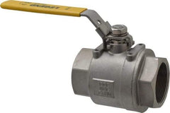 Legend Valve - 2" Pipe, Full Port, Stainless Steel Standard Ball Valve - 2 Piece, Inline - One Way Flow, FNPT x FNPT Ends, Locking Lever Handle, 1,000 WOG, 150 WSP - Americas Industrial Supply