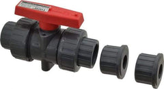 Legend Valve - 1" Pipe, Full Port, PVC True Union Design Ball Valve - Inline - One Way Flow, FNPT x Solvent Ends, Tee Handle, 150 WOG - Americas Industrial Supply