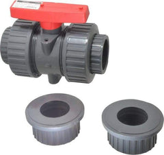 Legend Valve - 2" Pipe, Full Port, PVC True Union Design Ball Valve - Inline - One Way Flow, FNPT x Solvent Ends, Tee Handle, 150 WOG - Americas Industrial Supply
