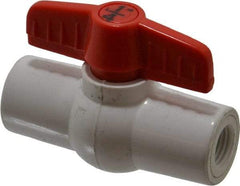 Legend Valve - 1/4" Pipe, Full Port, PVC Miniature Ball Valve - Inline - One Way Flow, FNPT x FNPT Ends, Tee Handle, 150 WOG - Americas Industrial Supply